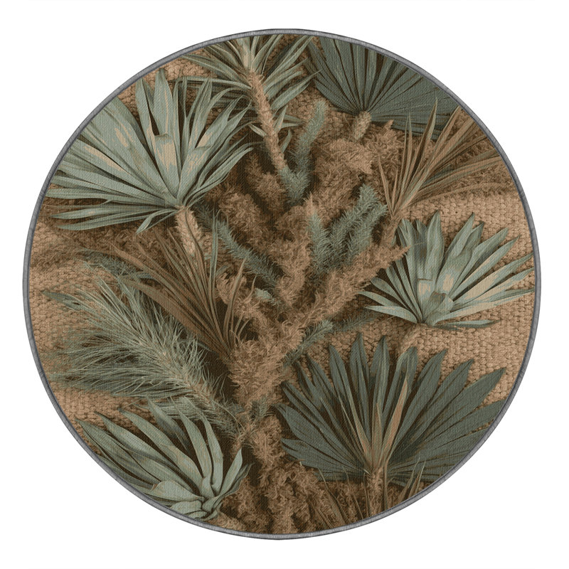 Tapis brun lavable à la machine, Rond 6 pi