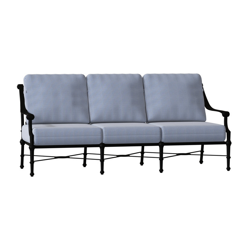 Delphi Outdoor 3 - Seat Patio Sofa, Textured Black, Canvas Heather Beige Sunbrella® Canvas