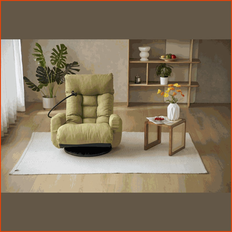 Adjustable Lounge Sofa Chair, 360° Rotatable 5-Position Ergonomic with Phone Holder | Green | Metal