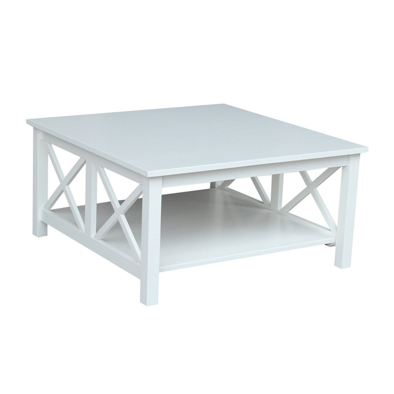 Rossitano Solid Wood Coffee Table, White, 18" H x 36" L x 36" W