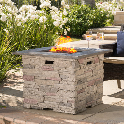 Fire Pit 32'' Square, 40,000 , Grey Concrete Top, Build Square Pit, Lightweight Concrete, Top Style