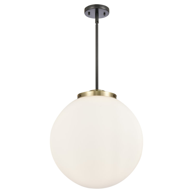 Luminaire suspendu sphère 3 lumières DEL Beacon, Laiton antique noir, Blanc mat, H 17 po x l 16 po x P 16 po