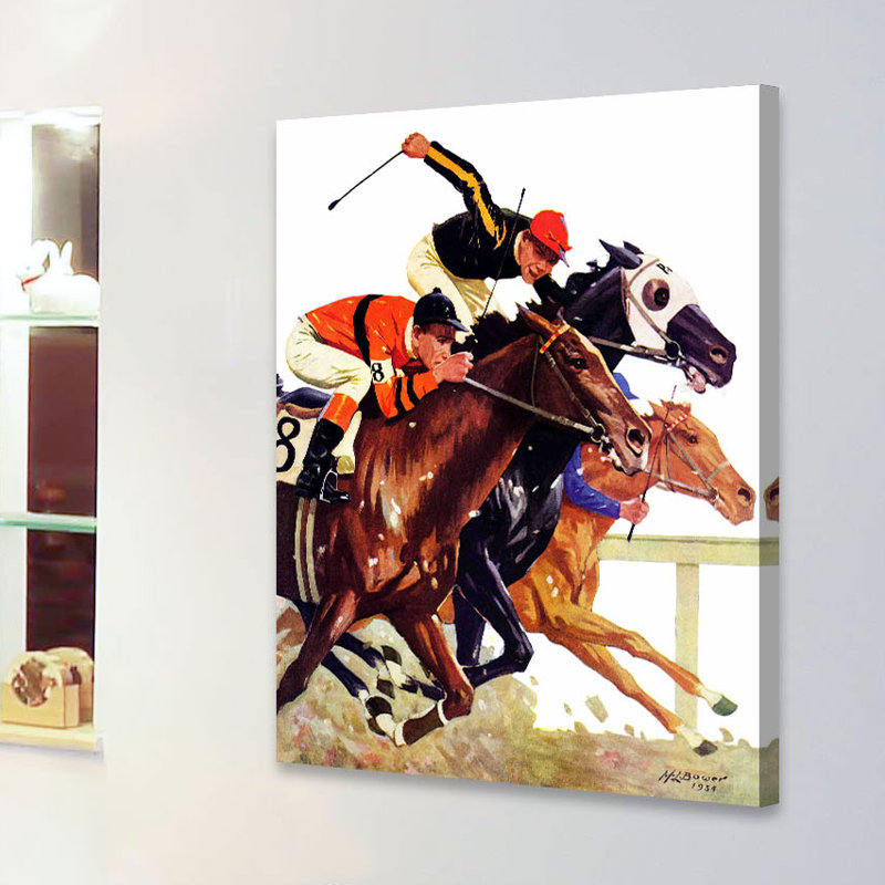 «Thoroughbred Race» par Maurice Bower, reproduction sur toile tendue, H 36 po x l 30 po x P 1,5 po