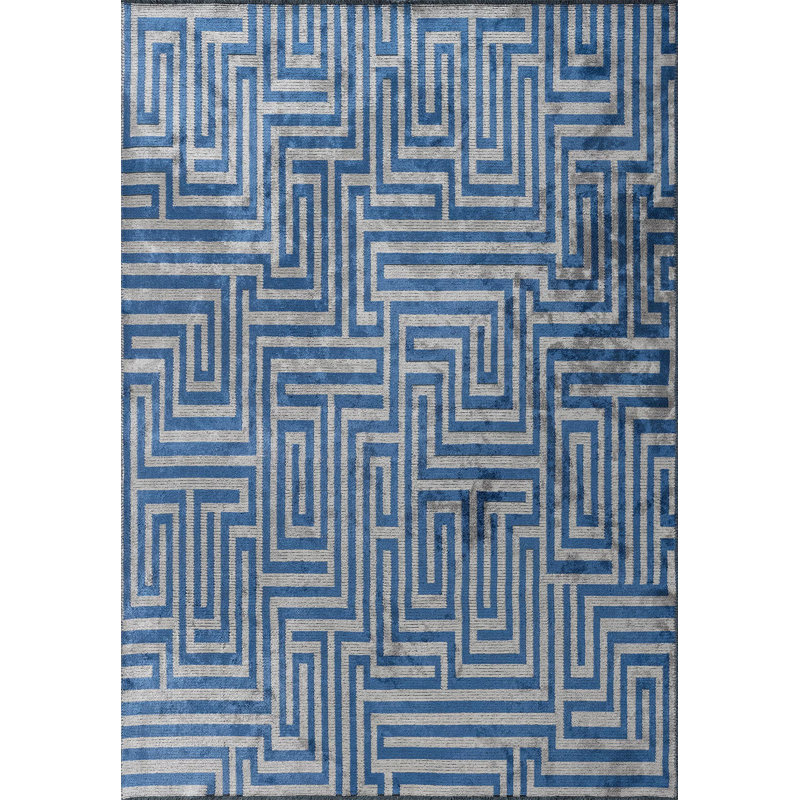 Seslie Geometric Hand Loom Indoor / Outdoor Area Rug, Rectangle 6'6" x 9'10"