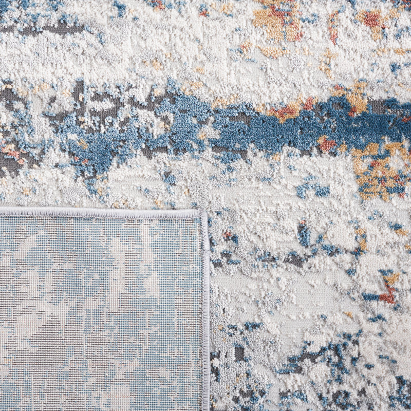 Tapis Kulig 210 ivoire / bleu rouille, Rectangle 8 pi x 10 pi