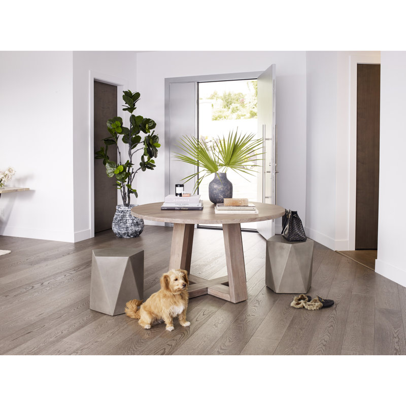 Tanya Round Solid Wood Dining Table, Whitewashed