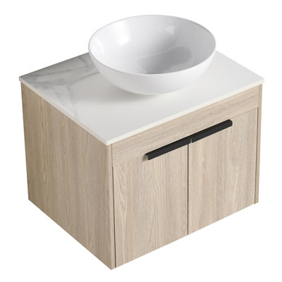 Meuble-lavabo mural simple avec plateau en pierre frittée Arame