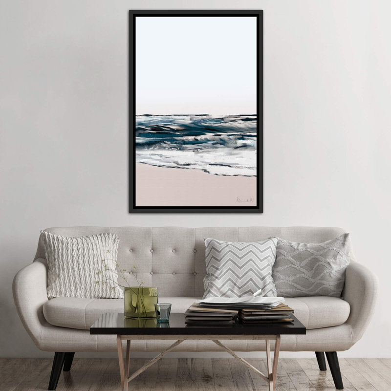 Impression d’art graphique Seashore, H 60 po x l 40po x P 1,5 po, Toile avec cadre noir