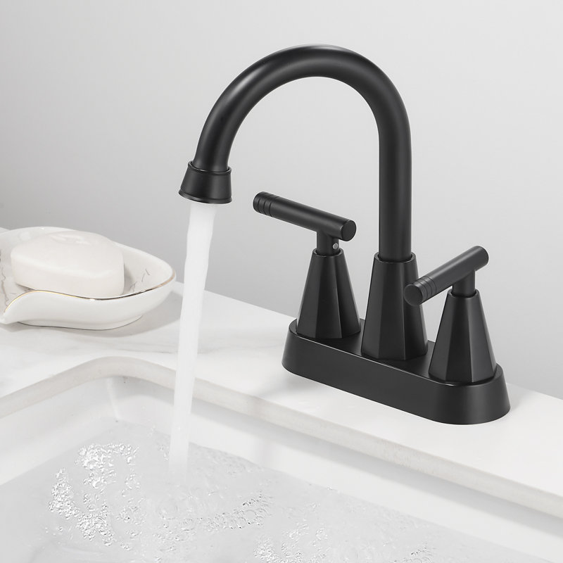 Centerset 2-handle Bathroom Faucet with Drain Assembly, Matte Black