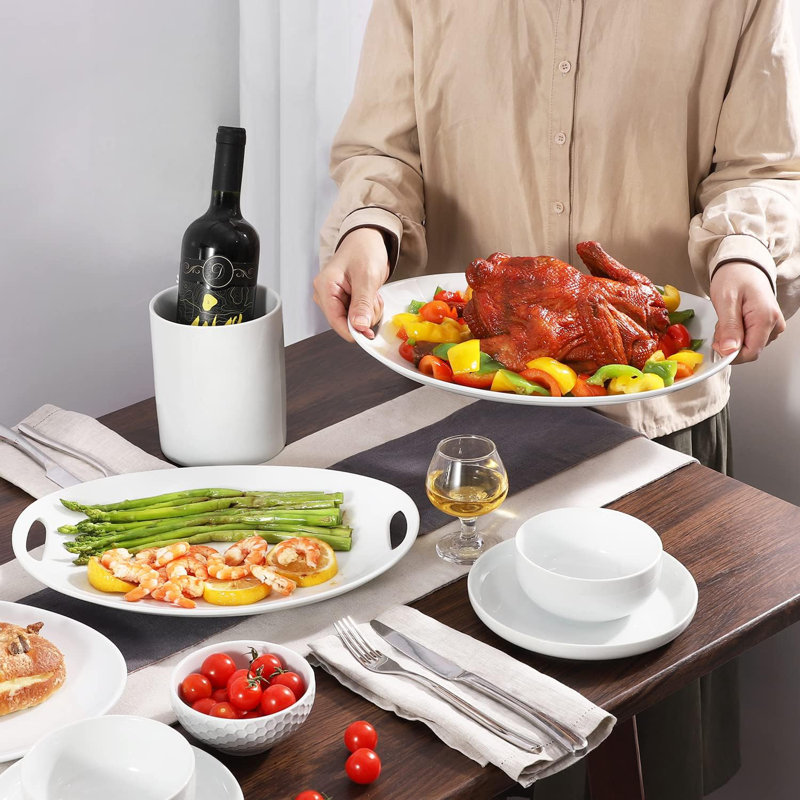 Plateau de service ovale blanc 2 pièces 2 pièces