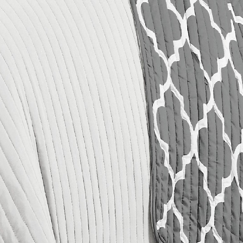 Ensemble de courtepointe réversible traditionnelle en microfibre 5 pièces , Courtepointe très grand + 2 taies décoratives po