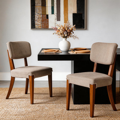 Ensemble de 2 chaises de salle à manger sans accoudoirs Modern, brun, pieds en bois massif - Chaises d'appoint polyvalentes pour la salle à manger, la cuisine ou le salon