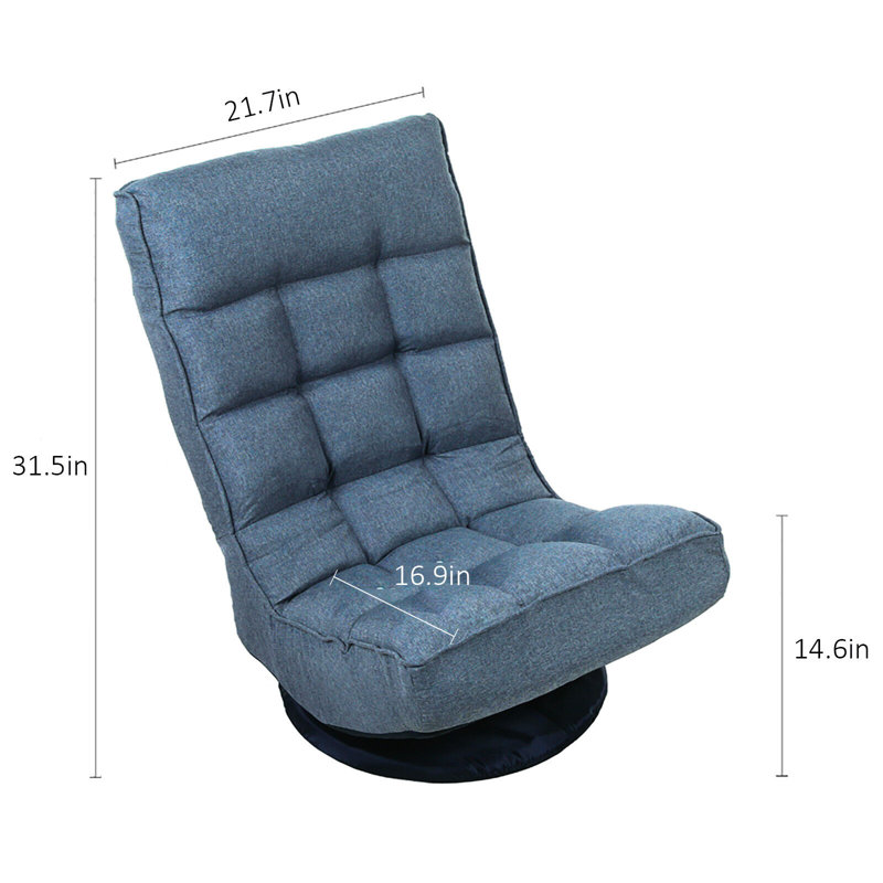 Isabelle & Max Adjustable Reclining Ergonomic Swiveling Floor Game Chair in Blue