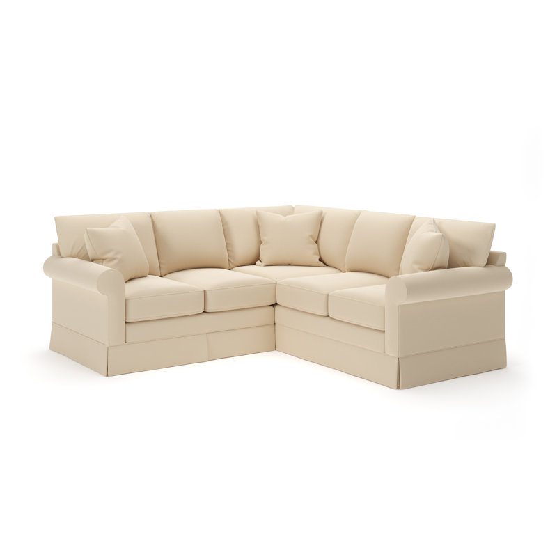 Friedman Upholstered L-Shaped Sectional Symmetrical, Canvas Flax Sunbrella® Canvas