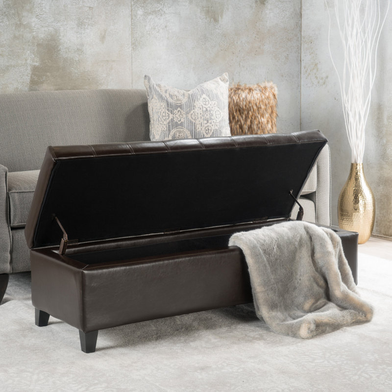 Banc de rangement à couvercle rabattable rembourré