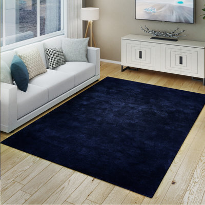5x8ft Dark Blue Ultra-Soft Thickened Memory Foam Indoor Rugs, Comfortable and Stylish Solid-Color Minimalist Rugs, Perfect for Living Rooms, Bedrooms, Dorm Rooms, and Home Decor