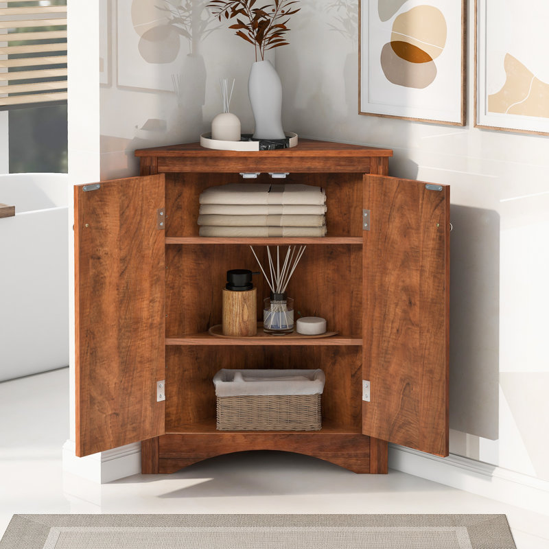 Armoire de coin Delyra, H 31,5 po x l 12,87 po x P 23,75 po, Brun