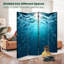 Cloison pliante 4 panneaux paravent bleu royal vagues sous l'eau bulles séparateur de toile cloison de protection autoportante cloison d'intimité-133667876