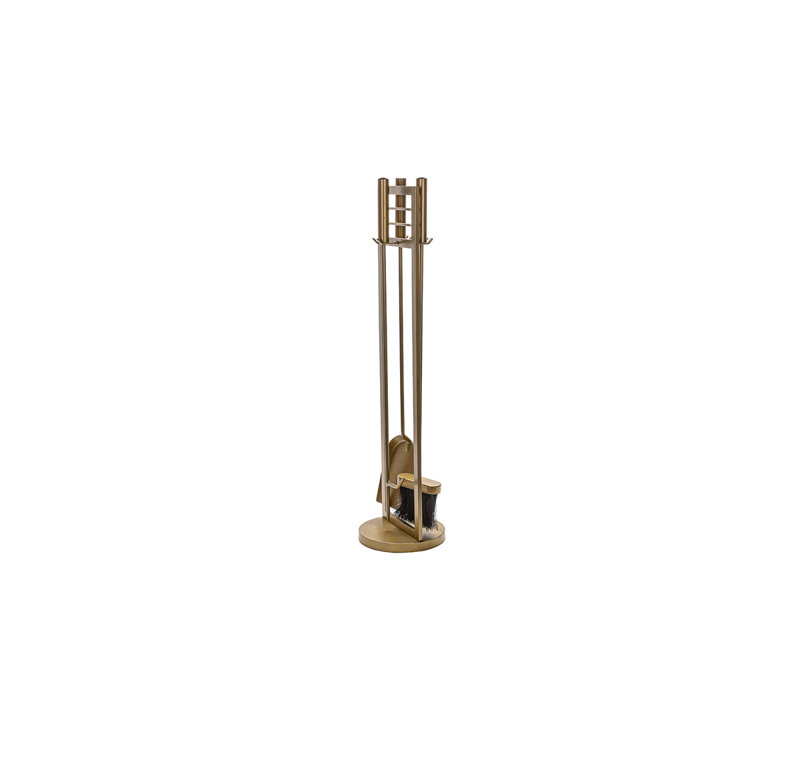 4 pc fireset with cylinder handles, Gold
