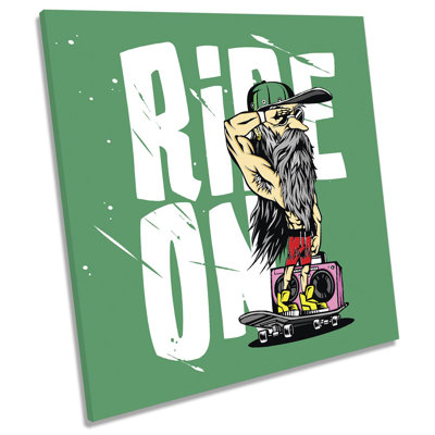 Z2665 Ride On Skater Hipster Picture - Wrapped Canvas Print
