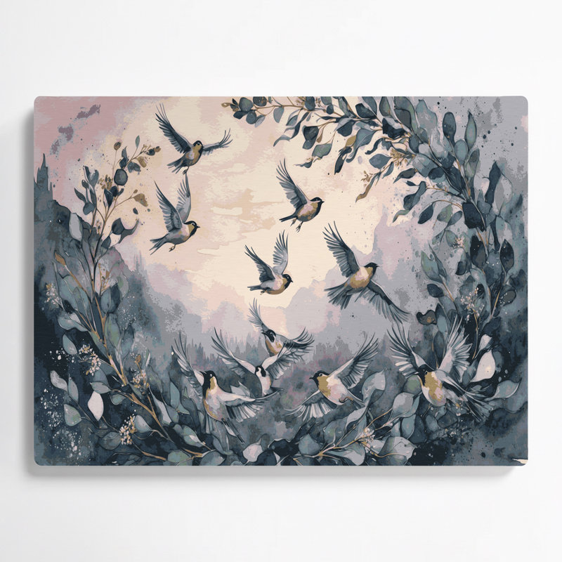 Oiseaux, art mural gris en métal, H 8 po x l 10 po