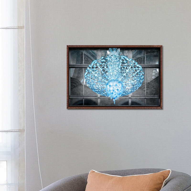 Ice Chandelier - Print on Canvas, 66.04 cm H x 45.72 cm W, Classic Brown Wood Framed