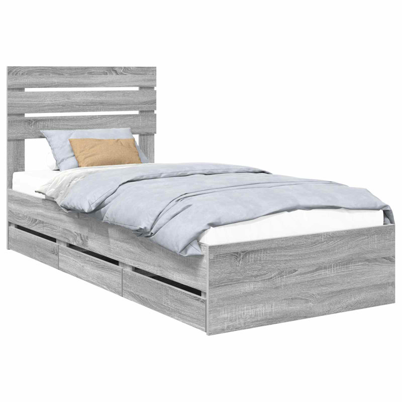 Bed Frame, 100 x 200cm, Grey Sonoma