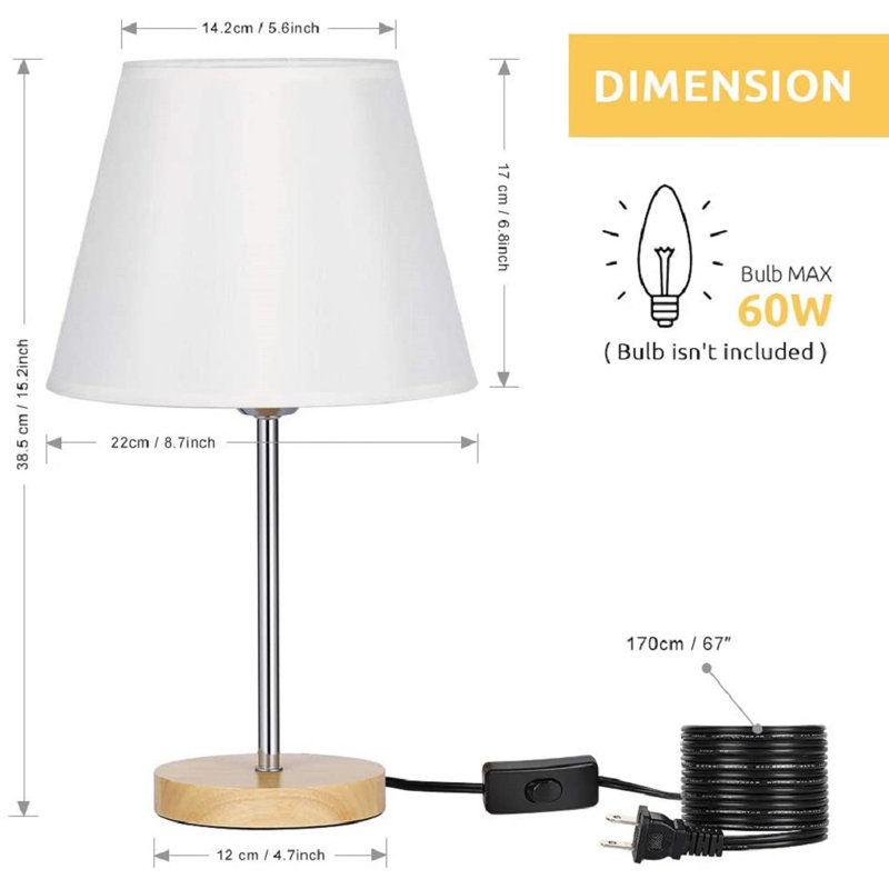 Zariah Wood Table Lamp, White