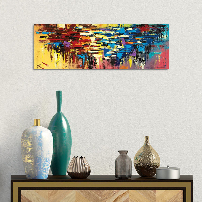 Market Scene by Akintayo Akintobi - Wrapped Canvas Panoramic Print, 30.48 cm H x 91.44 cm W x 1.91 cm D