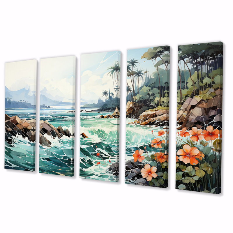 Thailande, paradis tropical, paysage sur toile, reproduction de 5 pièces