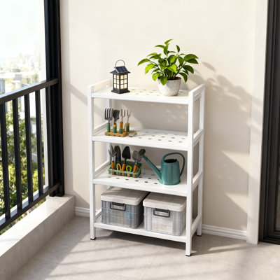 Étagère de rangement autoportante à 4 niveaux, support de rangement robuste en métal thermolaqué pour salle de bain et plus