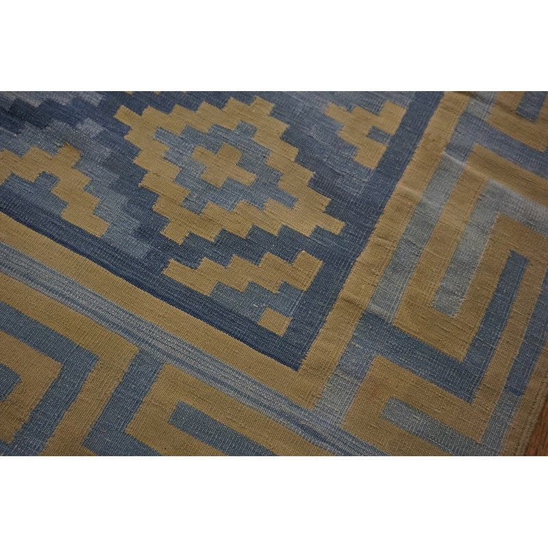 Room Size Antique Tribal Geometric Pattern Cotton Dhurrie Flatweave Rug