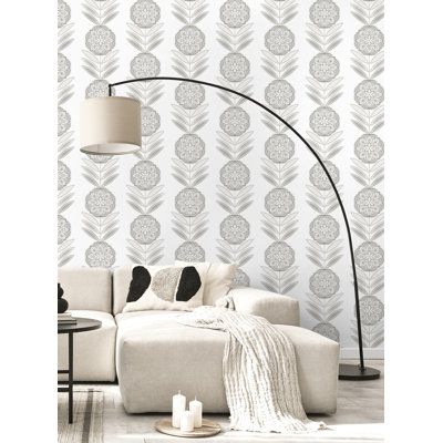  Papier peint non tissé à rayures à motif floral Smoke Belle Designs