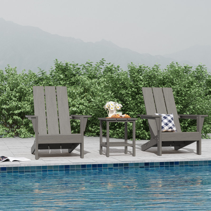 Godin All-Weather HDPE Adirondack Chair with Table, Gray
