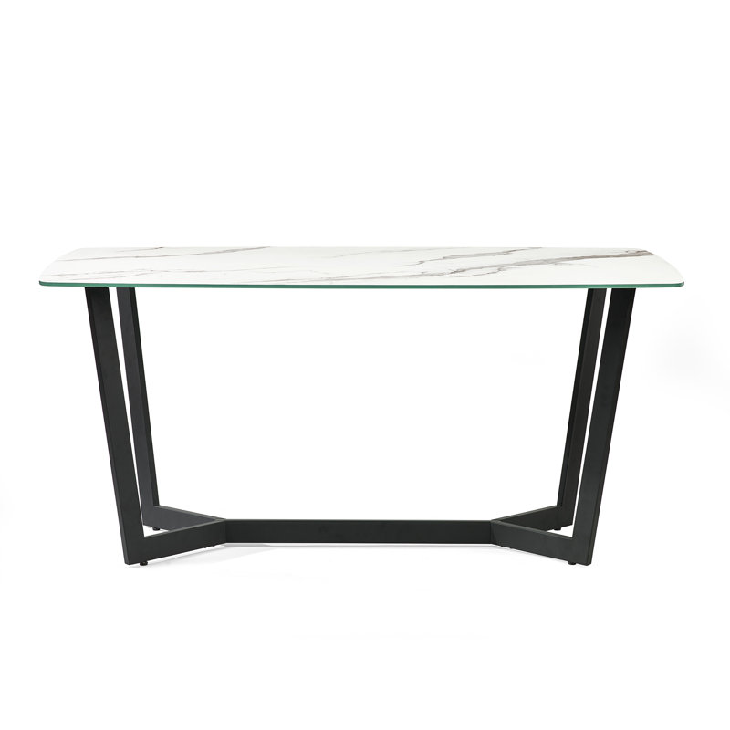Glass Top Metal Base Dining Table
