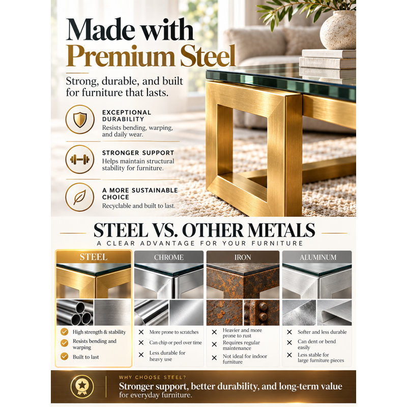 Halewood Rectangular 6 Person Dining Table – Modern High Gloss Lacquer Top with Polished Steel Legs – White Finish, White