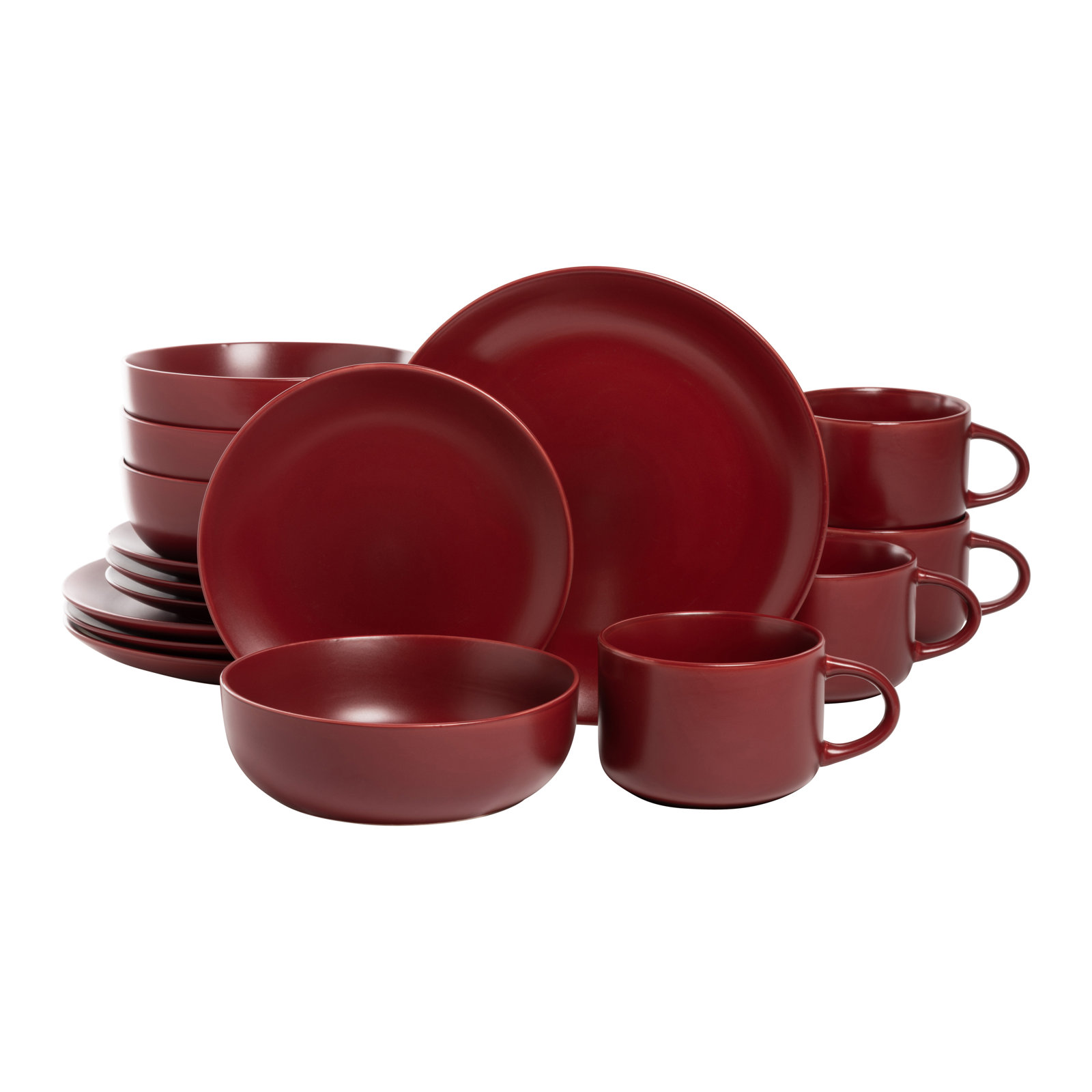 Matte 16 Piece Dinnerware Set, Service for 4, Red