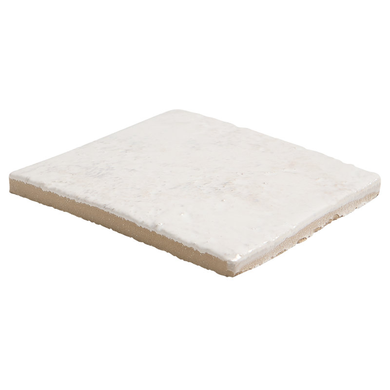 Greta 5x5 Glossy Textured Porcelain Tile, Seashell White