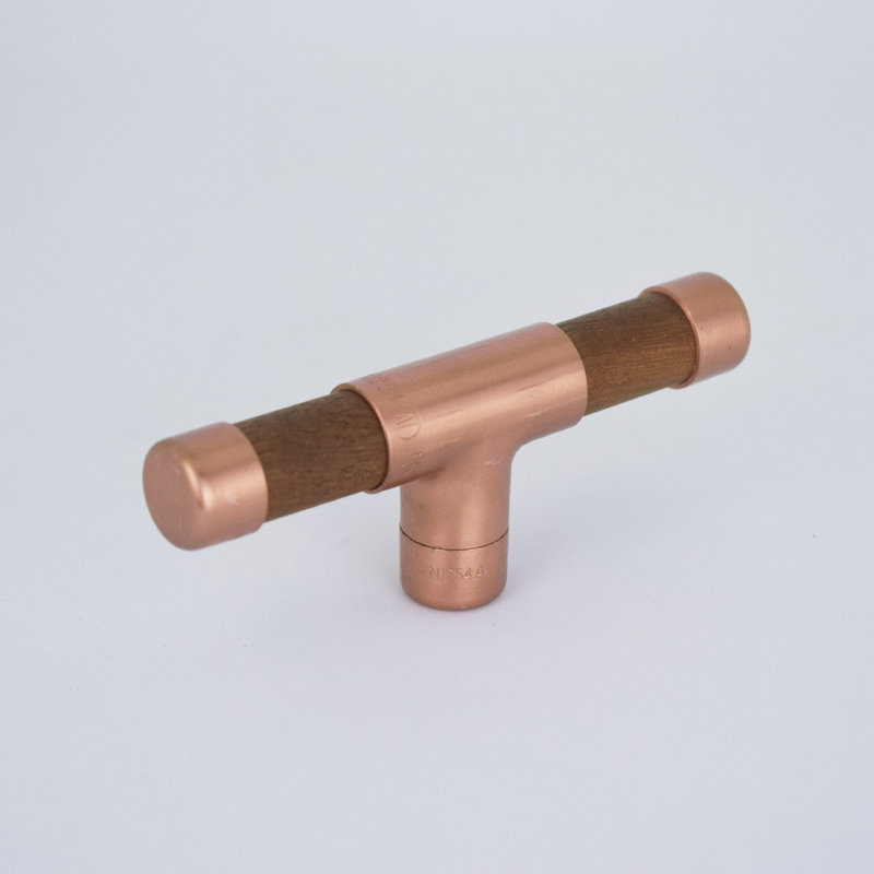 Copper Knob With Iroko T-Shaped