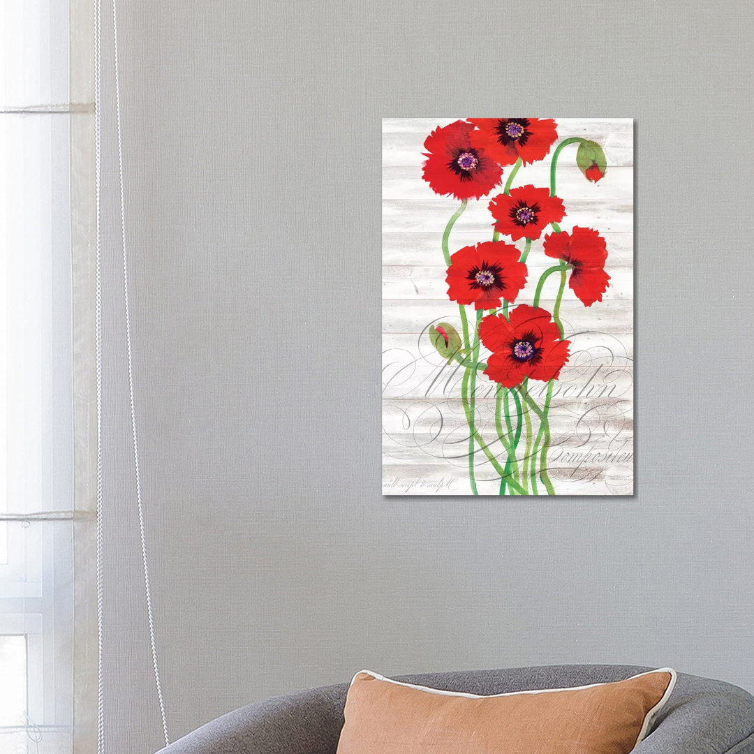 Red Poppy Panel II von Tim OToole - Galerie-verpackte Leinwand Giclée