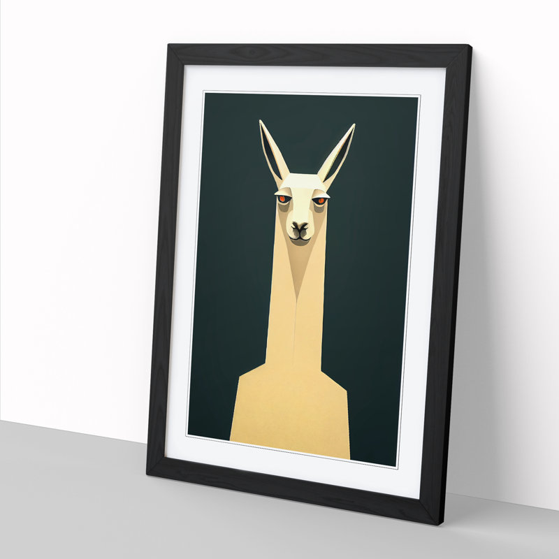 Llama Minimalism Vol.3 - Single Picture Frame Print, 64cm H x 46cm W x 2cm D, Black