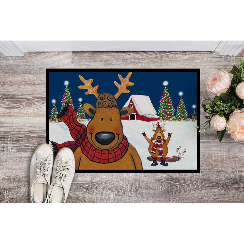 Parquetta Non-Slip Christmas Outdoor Doormat, Rectangle 2' x 3'