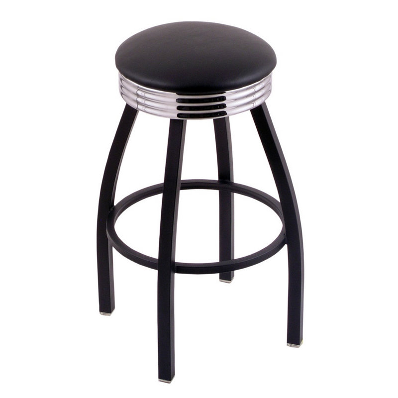 Tabouret de comptoir pivotant 25 po Classic Series, Noir, Vinyle noir