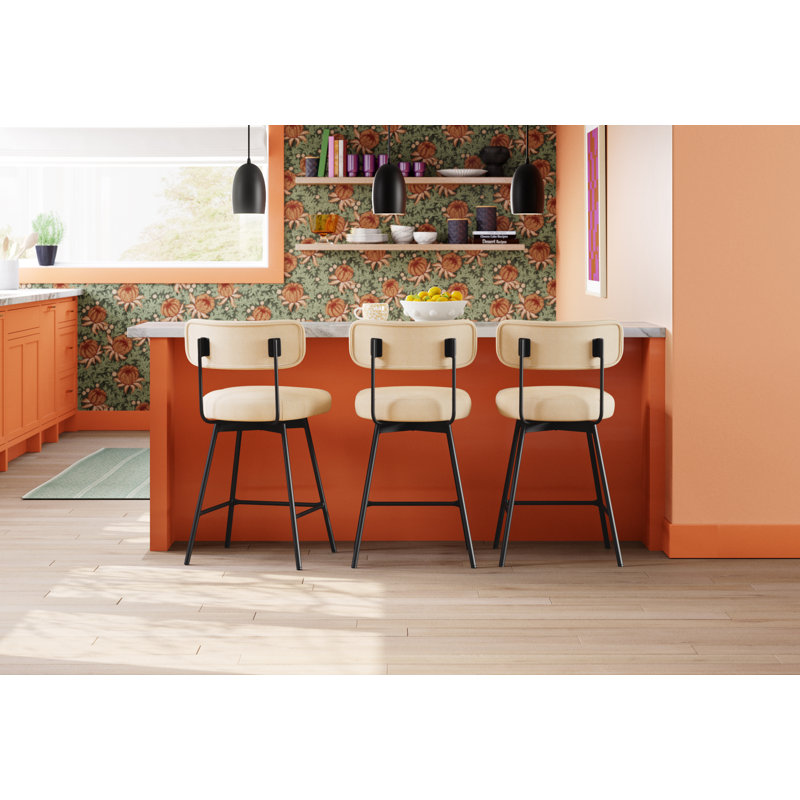 Lewanna Upholstered Bar Stool with Steel Frame
