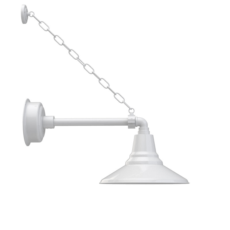 Luminaire de grange d’extérieur à del Albali, H 12 po x l 12 po x P 23 po, Blanc