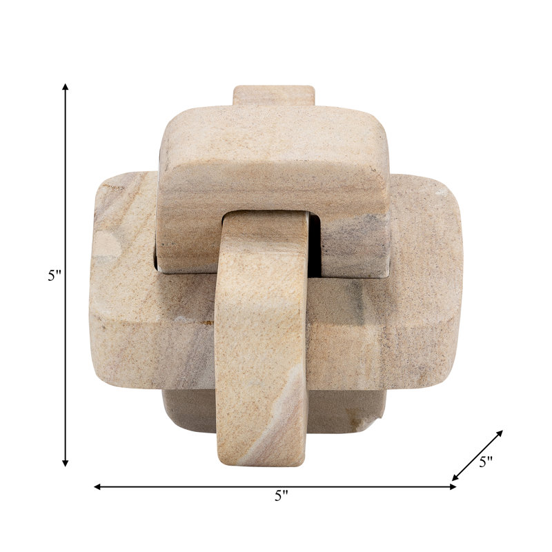 5" Marble Geometric Orb - Contemporary Abstract Interlinking Geometric Shape - 5" x 5" x 5", Brown