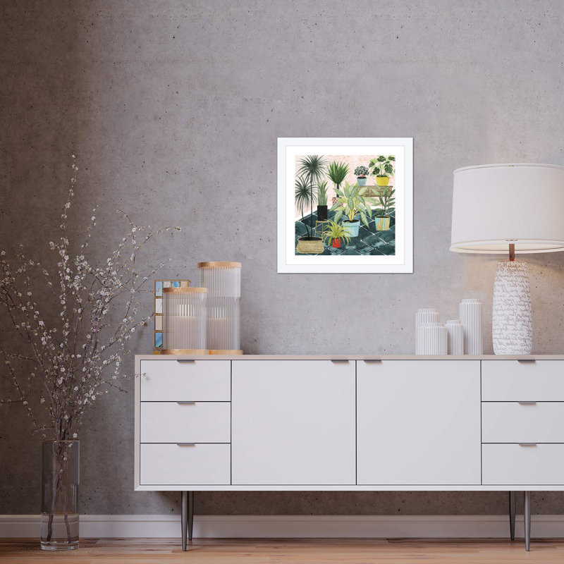 «Modern Jungle II» par Grace Popp - reproduction d'art sur papier encadrée, H 16 po x l 16 po x p 1 po, Papier encadré blanc