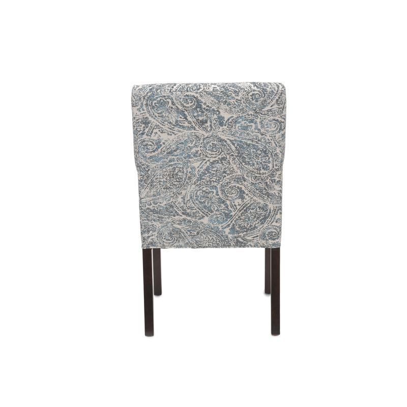 Griffie Dining Chair, Paisley Blue/Linen Natural, Espresso