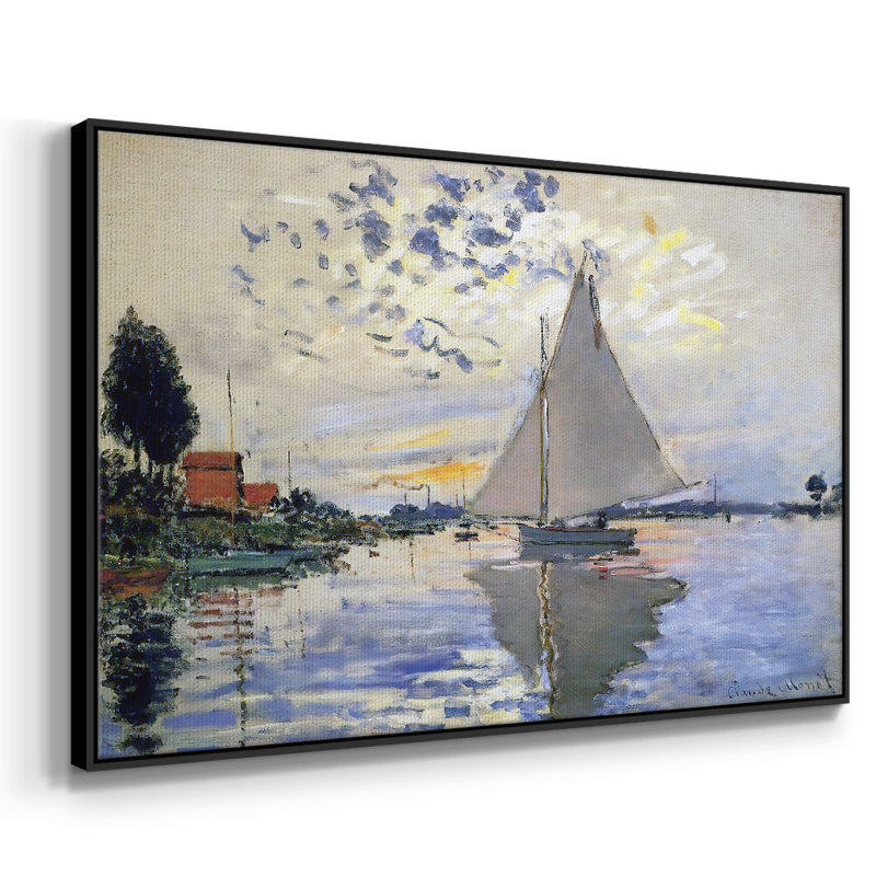 Voilier au petit sur toile, Noir, H 37 po x l 25 po x P 2 po