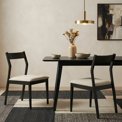 Chaise rembourrée avec pieds en bois massif, chaise d'appoint à dossier creux pour la salle à manger / cuisine